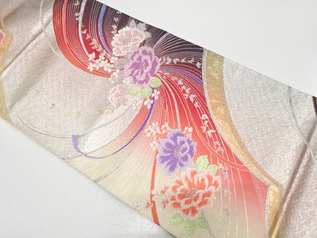 JAPANESE FUKURO OBI / WOVEN FLORAL PLANTS
